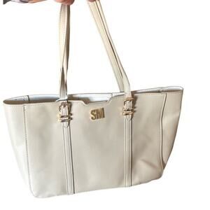 Steve Madden Sesame B Dusk Solid Tote Set Beige Faux Leather Shoulder Rectangle